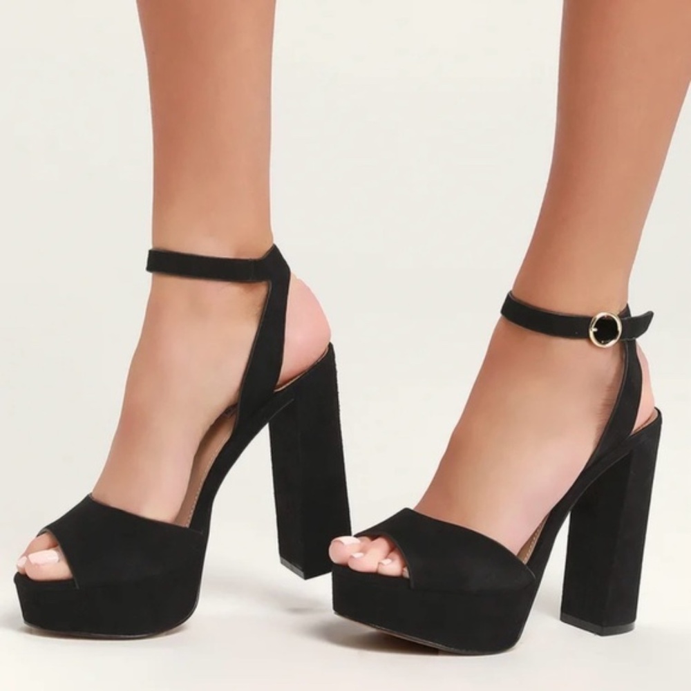 Steve Madden Madeline Black Suede Leather Platform Sandals - LIKE NEW